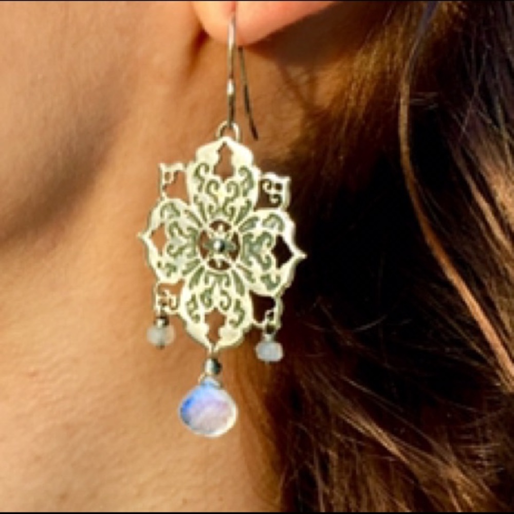 💙HOST PICK💙 Sterling Rainbow Moonstone Earrings! - Picture 7 of 8